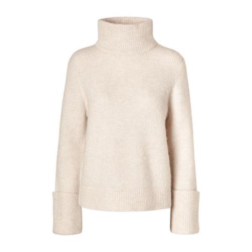 Hoge Hals Gebreide Trui - Birch Melange Selected Femme , Beige , Dames