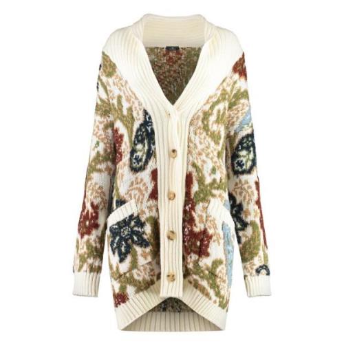 Gezellig Jacquard Gebreid Vest met Zakken Etro , White , Dames