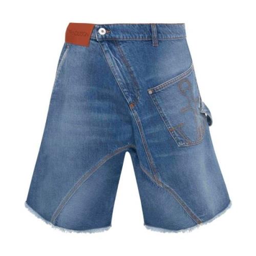 Denim Shorts met Whiskering Effect JW Anderson , Blue , Heren