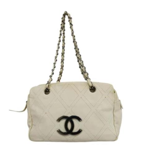 Pre-owned Leather chanel-bags Chanel Vintage , White , Dames