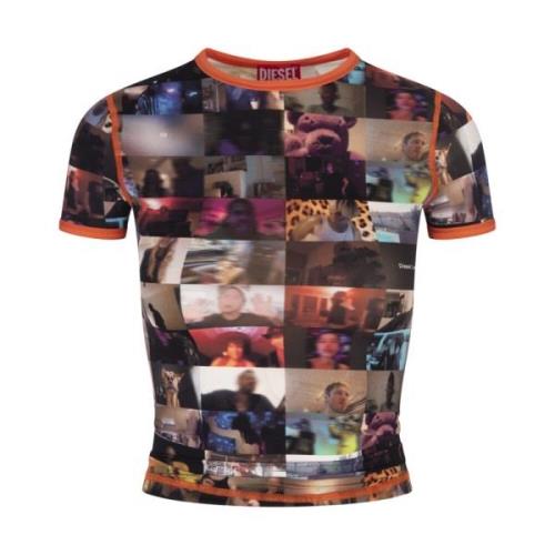 Gedrukte Crew-neck T-shirt en Polo Diesel , Multicolor , Dames