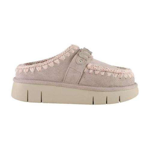 Casual Roze Leren Klomp Mou , Pink , Dames