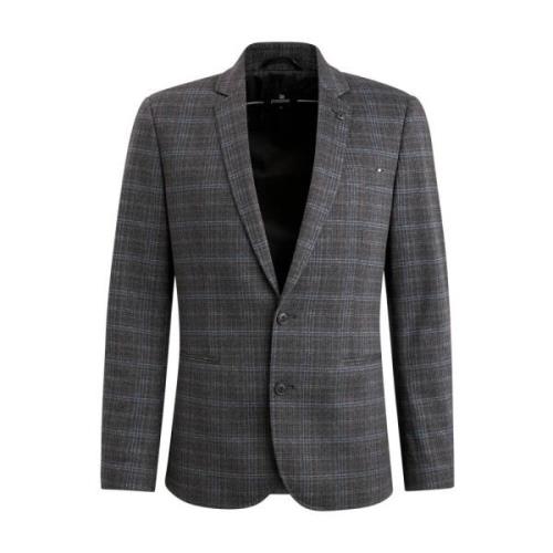 Zachte Bedrukte Jersey Check Blazer Vanguard , Gray , Heren