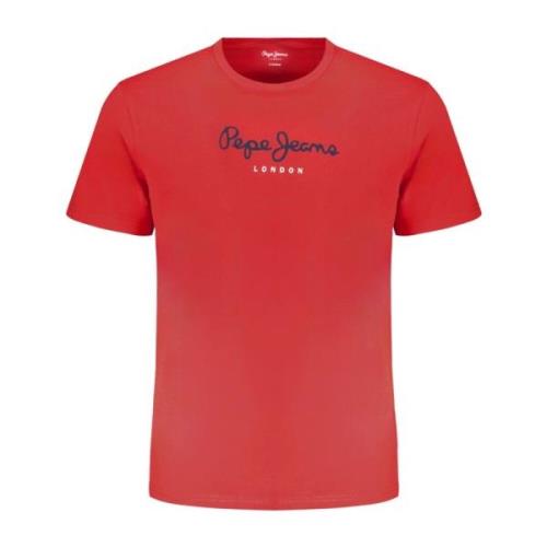 Rode korte mouwen katoenen T-shirt Pepe Jeans , Red , Heren