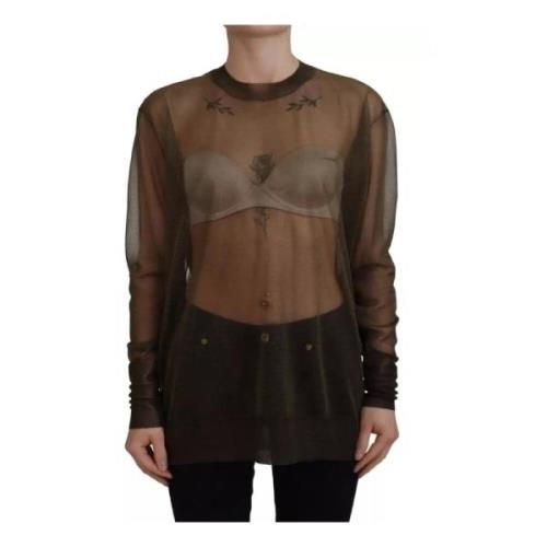 Zwarte Transparante Longsleeve Top Dolce & Gabbana , Black , Dames