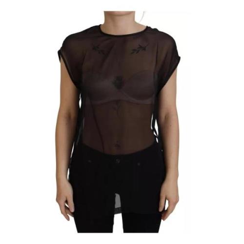 Zwarte Mesh Transparante Blouse Pullover Dolce & Gabbana , Black , Dam...