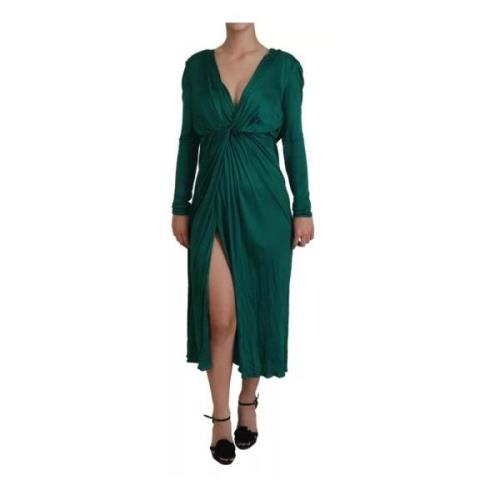 Elegante Satijnen Midi Jurk Dolce & Gabbana , Green , Dames