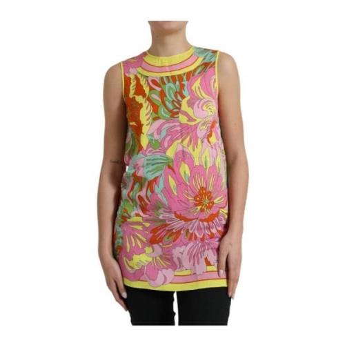 Bloemen Zijden Tank Top Dolce & Gabbana , Multicolor , Dames