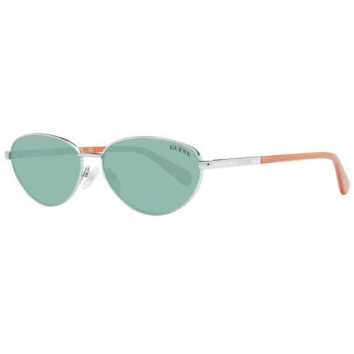 Zilveren Unisex Zonnebril Ovaal Groene Lens Guess , Gray , Unisex