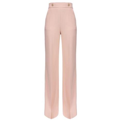 Dames Crepe Stretch Broek met Gouden Knopen Pinko , Pink , Dames