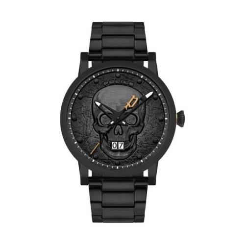 Zwarte Herenmode Quartz Analoog Horloge Police , Black , Heren