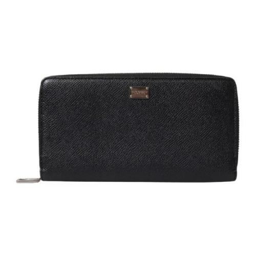 Zwarte leren portemonnee met kaartsleuven Dolce & Gabbana , Black , Da...