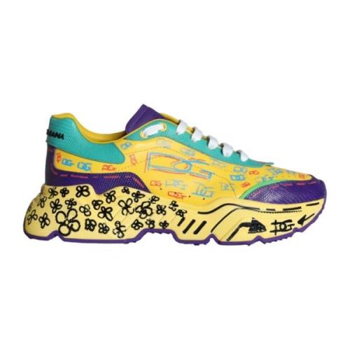 Handgeschilderde Leren Sneakers Multicolor Dolce & Gabbana , Multicolo...