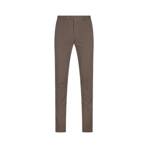 Bruine Slim Fit Katoenen Broek PT Torino , Brown , Heren