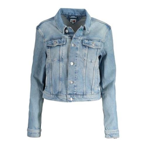 Blauw Denim Jack Lange Mouw Geborduurd Tommy Hilfiger , Blue , Dames