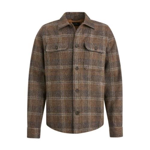 Geruite Geborstelde Overshirt Lange Mouw Vanguard , Brown , Heren