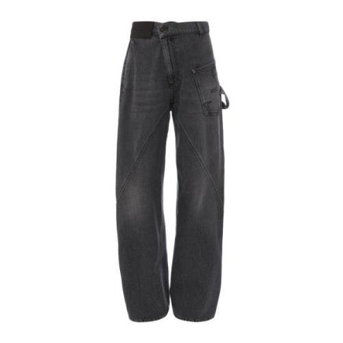 Grijze Wide Leg Jeans Twisted Design JW Anderson , Gray , Heren