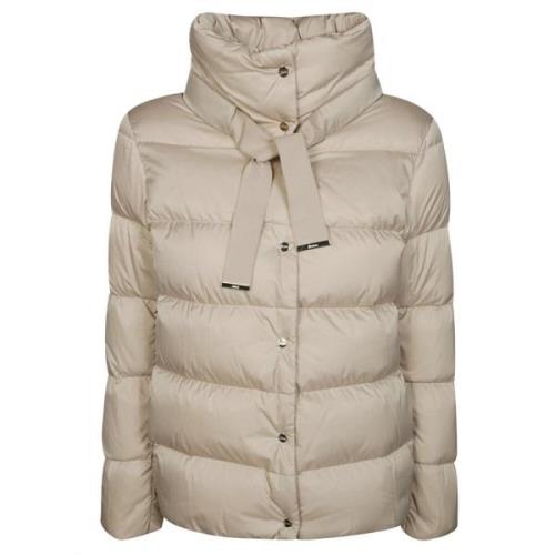 Satin gewatteerde jas met capuchon Herno , Beige , Dames