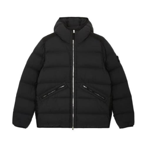 Hooded Down Jacket Waterafstotend Stone Island , Black , Heren