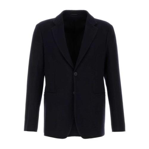 Navy blue stretch wollen blazer Giorgio Armani , Blue , Heren