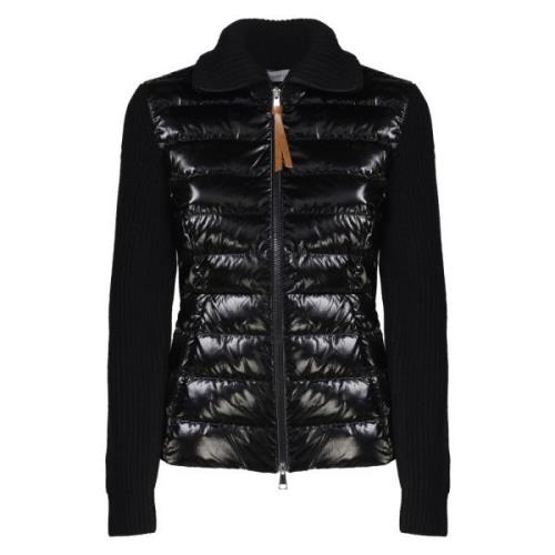 Zwarte Gewatteerde Vest met Ritssluiting Moncler , Black , Dames