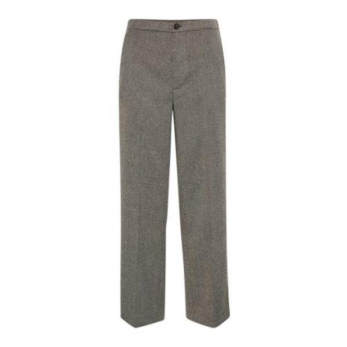 Salt And Pepper Weave Wijde Pijp Broek Part Two , Gray , Dames