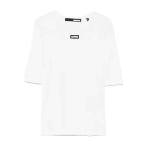 Wit Jersey Logo Patch T-shirt Rotate Birger Christensen , White , Dame...