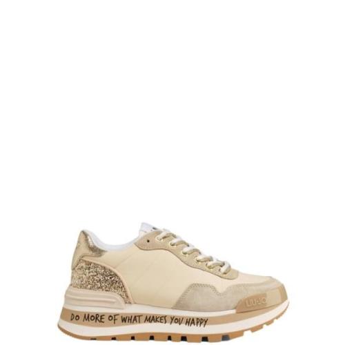 Sneakers met Gebarsten Detail voor Vrouwen Liu Jo , Beige , Dames