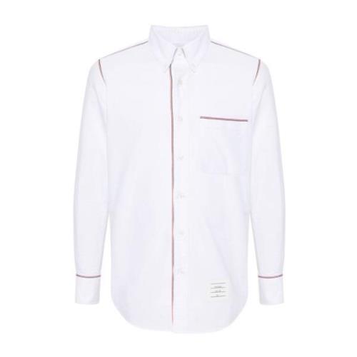 Witte Oxford Overhemd met Gestreepte Rand Thom Browne , White , Heren