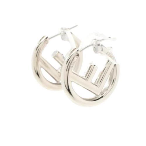 Pre-owned Stainless Steel earrings Fendi Vintage , Gray , Dames