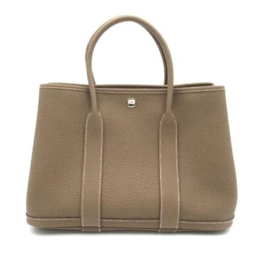 Pre-owned Leather handbags Hermès Vintage , Gray , Dames