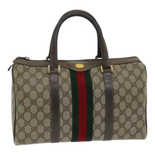 Pre-owned Leather travel-bags Gucci Vintage , Beige , Dames