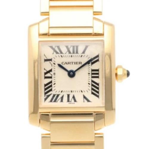 Pre-owned Yellow Gold watches Cartier Vintage , White , Dames