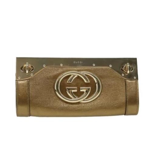 Pre-owned Leather clutches Gucci Vintage , Yellow , Dames