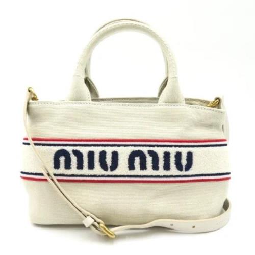 Pre-owned Canvas handbags Miu Miu Pre-owned , White , Dames