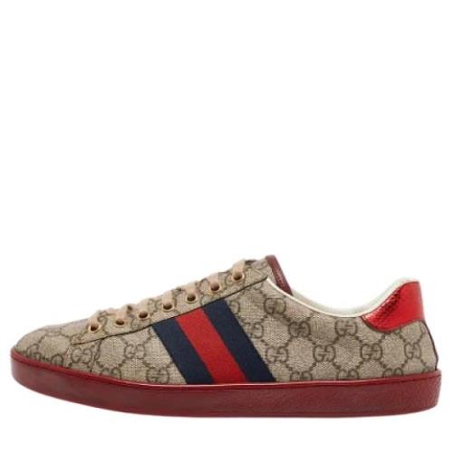 Pre-owned Coated canvas sneakers Gucci Vintage , Beige , Heren