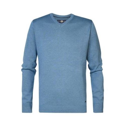 Heren V-Neck Gebreide Kleding Basic Light Shadow Petrol , Gray , Heren