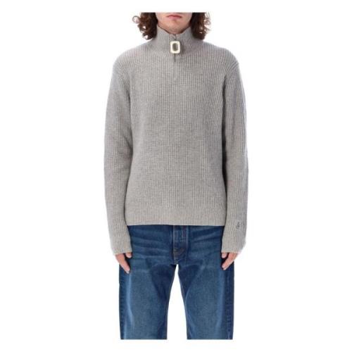 Lichtgrijs Gebreide Half-Zip Trui JW Anderson , Gray , Heren