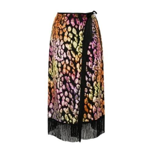 Dierenprint Omslag Rok Zwart Forte Forte , Multicolor , Dames