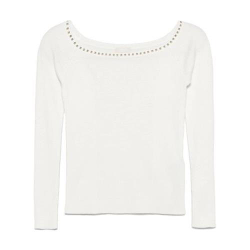 Witte Gebreide Trui met Gouden Details Liu Jo , White , Dames