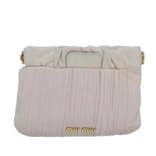 Pre-owned Leather clutches Miu Miu Pre-owned , White , Dames