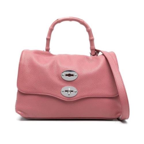 Roze Leren Handtas met Twist-Lock Zanellato , Pink , Dames