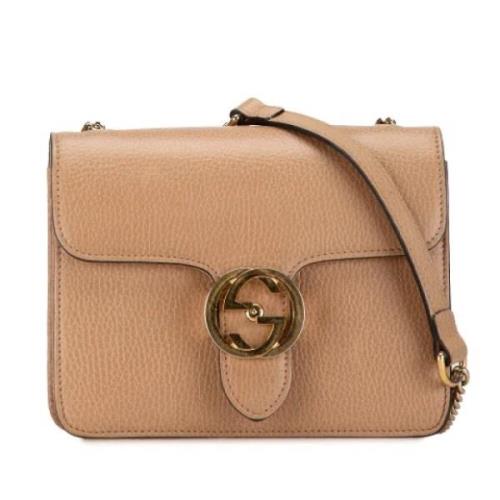 Pre-owned Leather shoulder-bags Gucci Vintage , Beige , Dames