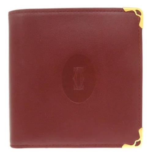 Pre-owned Leather wallets Cartier Vintage , Red , Heren