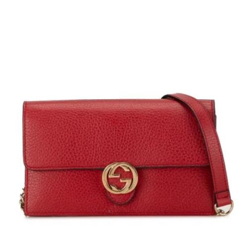 Pre-owned Leather shoulder-bags Gucci Vintage , Red , Dames