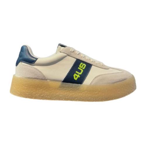 Wit Marineblauw Leder Suède Sneaker Mannen Paciotti , White , Heren