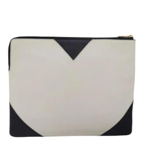 Pre-owned Leather clutches Celine Vintage , White , Dames