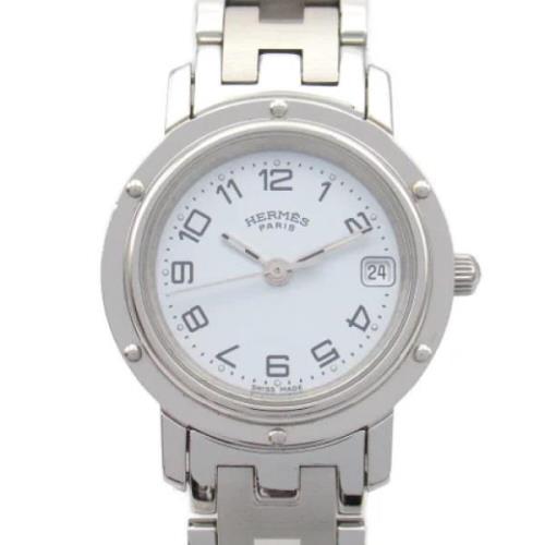 Pre-owned Stainless Steel watches Hermès Vintage , White , Dames