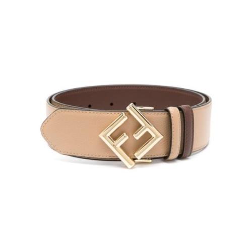 Leren Riem in Mahonie Bruin Fendi , Beige , Dames