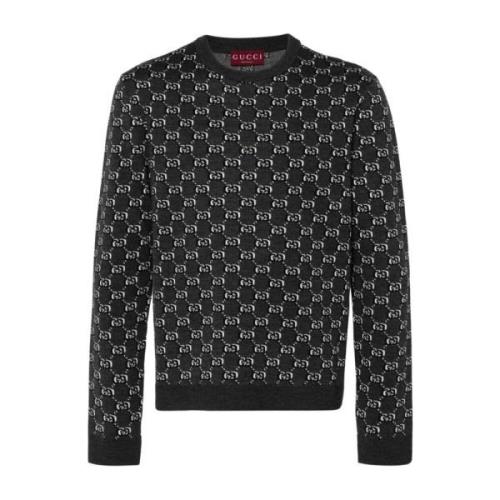 Grijze Gebreide Crew Neck Sweater Gucci , Gray , Heren